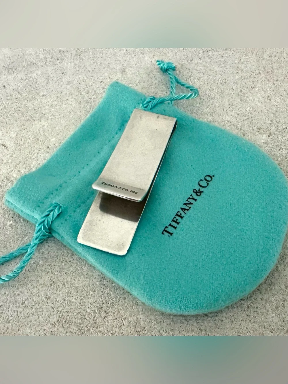 TIFFANY & CO. 1837 Sterling Silver Money Clip 925 Vintage w/Pouch